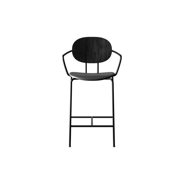 PIET HEIN Counter Chair with Arms, black lacquered oak/Solid Black 509, Sibast Furniture