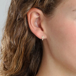 CLARA Crystal Cross Studs, gold plated, Pilgrim