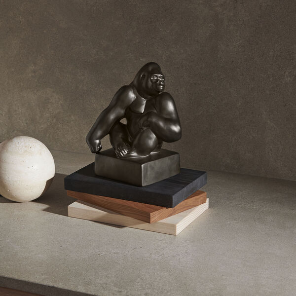 Gorilla figurine chin resting on shoulder, Royal Copenhagen