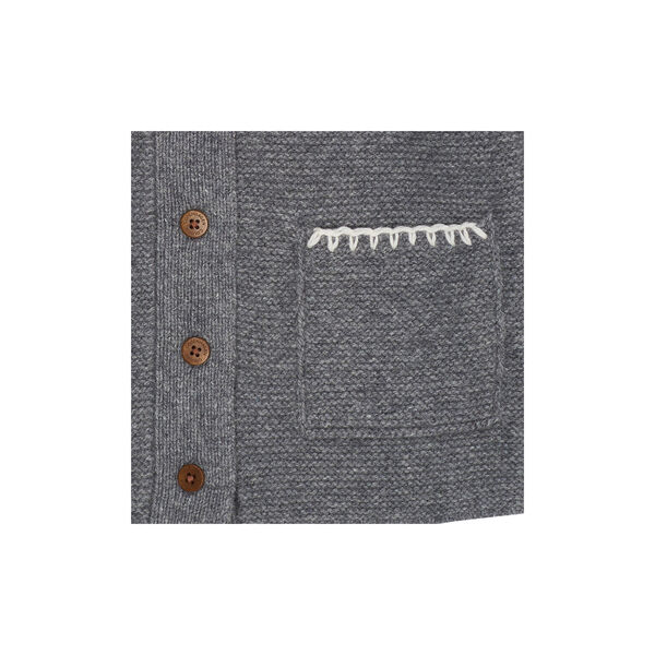 Lambswool Cardigan w. Collar, dark grey/cream comb., Copenhagen Colors Organics