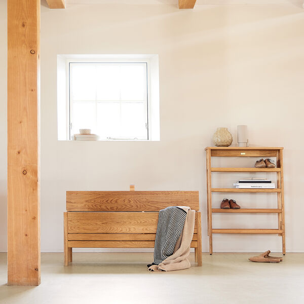 A Line Shoe Rack 72, oiled oak, Form & Refine