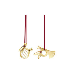 2026 Christmas ornament set Harp/Horn, gold, Georg Jensen