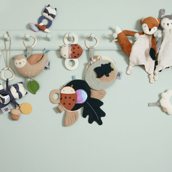 Luca the Ladybird Activity Rattle with Mirror, dark orange Luca the Ladybird Activity Rattle with Mirror, dark orange, Sebra