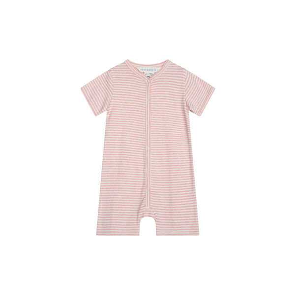 Baby Short Suit Stripe, coral/offwhite, Serendipity
