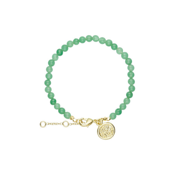 Amelia gemstone bracelet w. pendant, gold plated/green, Pure by Nat