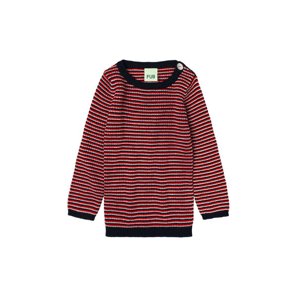 Baby Rib Blouse, ecru/dark navy/signal red, FUB