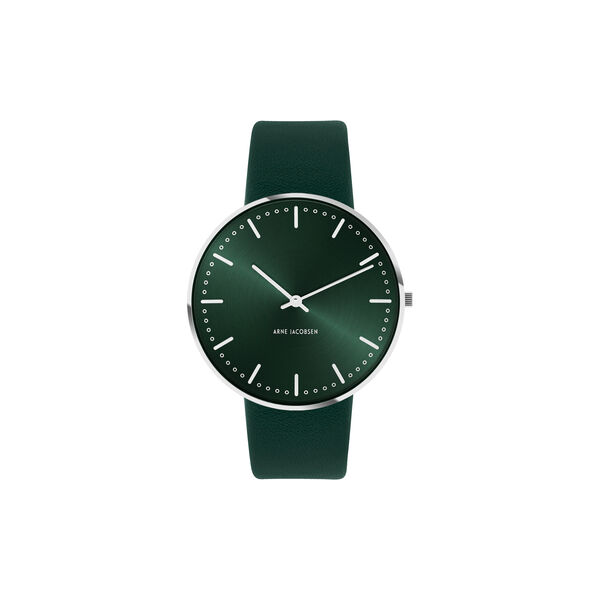 City Hall Wrist Watch, green/steel/green, Arne Jacobsen Watches