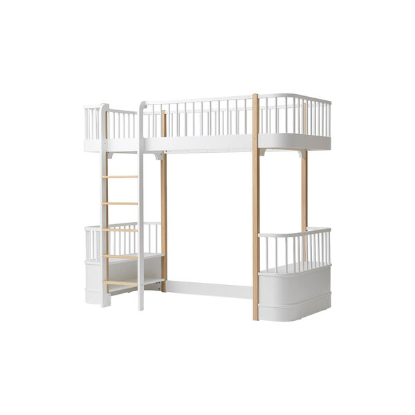 Wood Original Loft Bed 90x200 cm, white/oak, Oliver Furniture