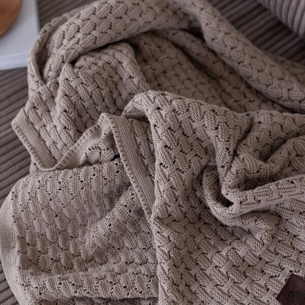 Knitted Plaid Square, khaki Knitted Plaid Square, khaki, By LOHN