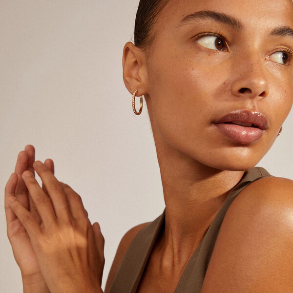 EBNA maxi crystal hoops, gold-plated, Pilgrim