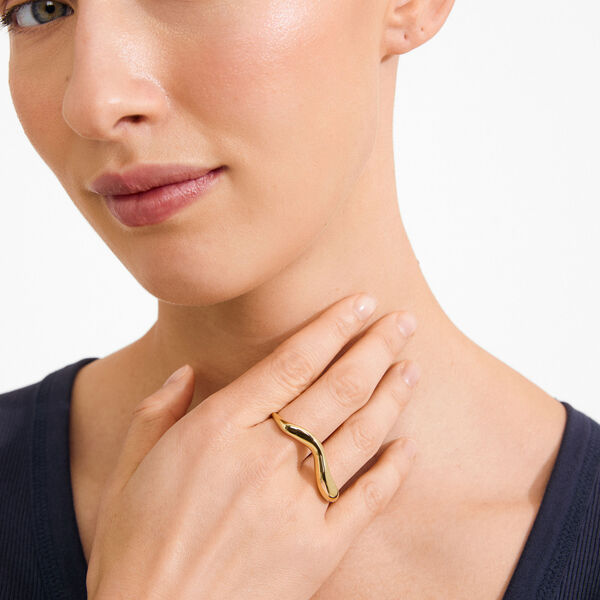 EVON double ring, gold plated, Pilgrim
