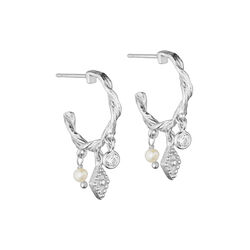 Hailey twisted hoops w. diamond shaped pendants, silver plated, Pure by Nat