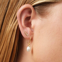 June Earring, gold/white pearl, Julie Sandlau