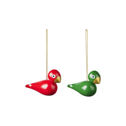 Christmas birds 2 pcs., red/green, Kay Bojesen Denmark