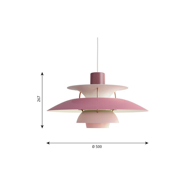 PH 5 Pendant, hues of rose, Louis Poulsen