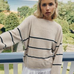 Sea Stripe Sweater, wheat / black, CARE BY ME
