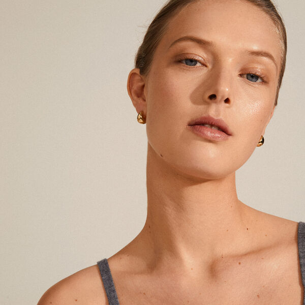 ALEXANE chunky mini hoop earrings, gold plated, Pilgrim