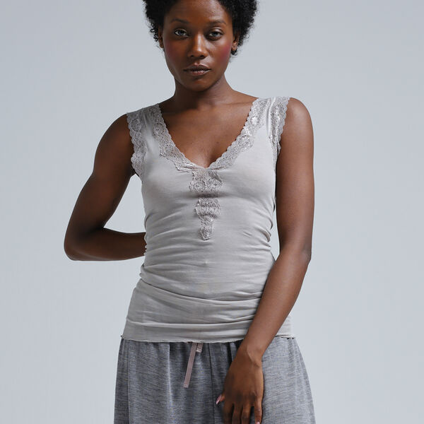 Cotton Lacey Top, grey, Seamless Basic