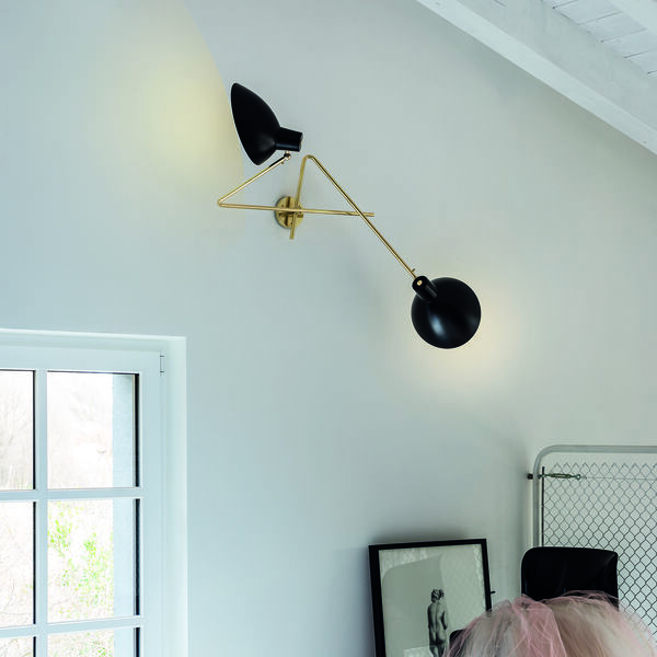VV Cinquanta Twin Wall Lamp, black/brass, Astep