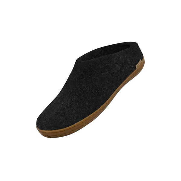 Felt Slipper with Natural Rubber sole, charcoal, Glerups