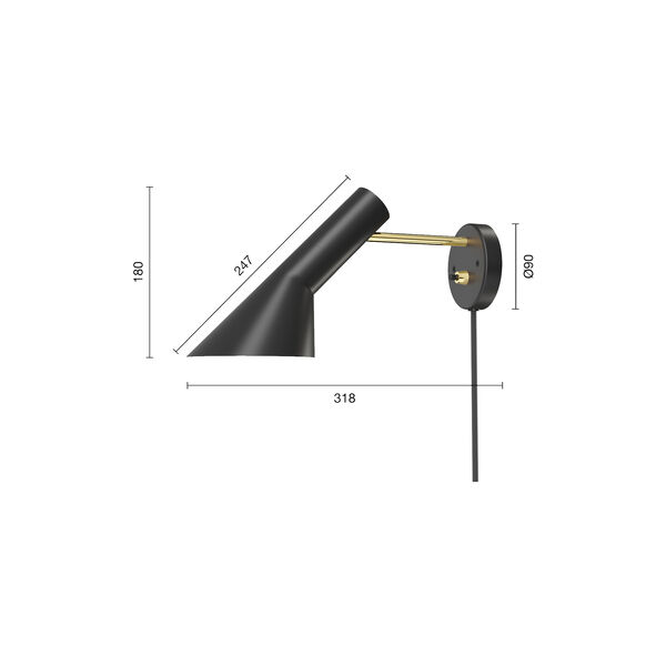 AJ Wall Lamp, brass/black AJ Wall Lamp, brass/black, Louis Poulsen