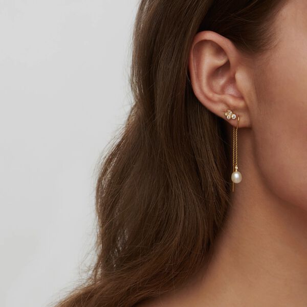 Tasha Chain Earrings, gold/white pearl, Julie Sandlau