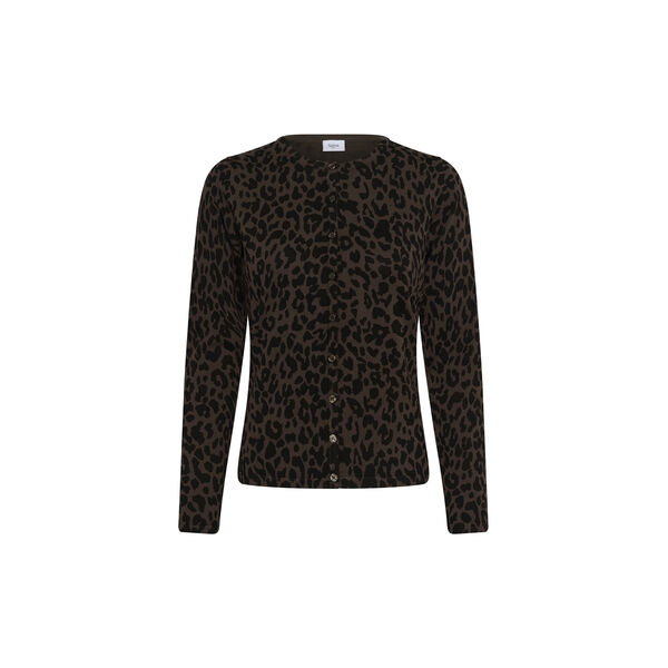 ZhilaSZ R-neck Cardigan, chocolate brown leopard, Saint Tropez