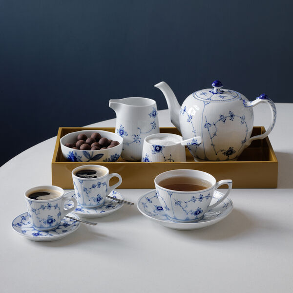 Blue Fluted Plain Espresso Cup with Saucer 9 cl, Royal Copenhagen