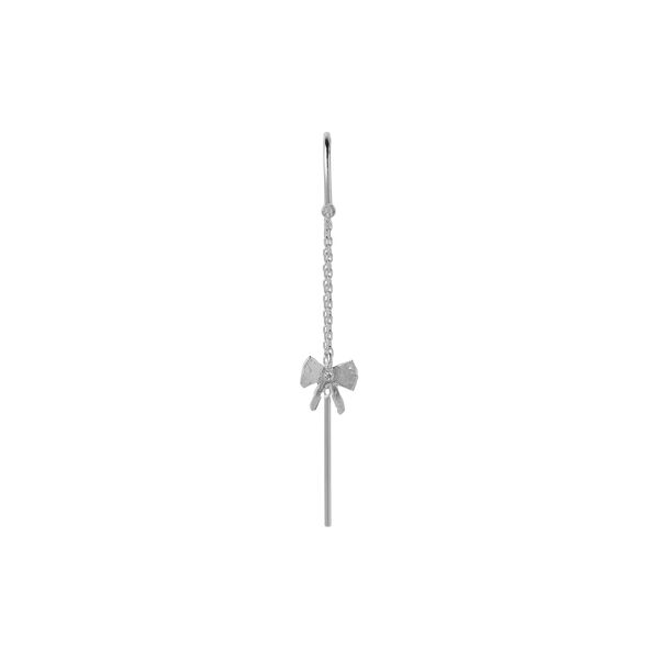 Petit Bow Double Chain Earring Single, silver, Stine A Jewelry