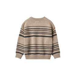 Knit Pullover Flores, sand black stripe, Wheat