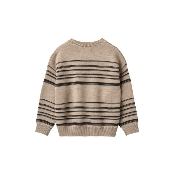 Knit Pullover Flores, sand black stripe, Wheat