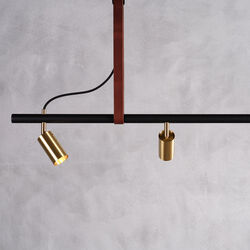 Long John 5 Spot Pendant Brown Leather, black/brass, Rubn