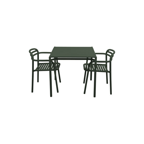 Bliss Dining Table incl. 2 Bliss Armchairs, dark green, Cane-line