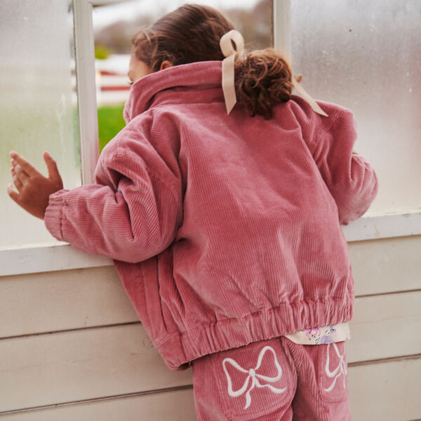 Corduroy Pant w. Wide Leg & Embroirdey, rose comb., Copenhagen Colors Organics