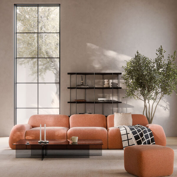 Wolke 4-seater Modular Sofa, velvety woven terracotta, Westwing Collection