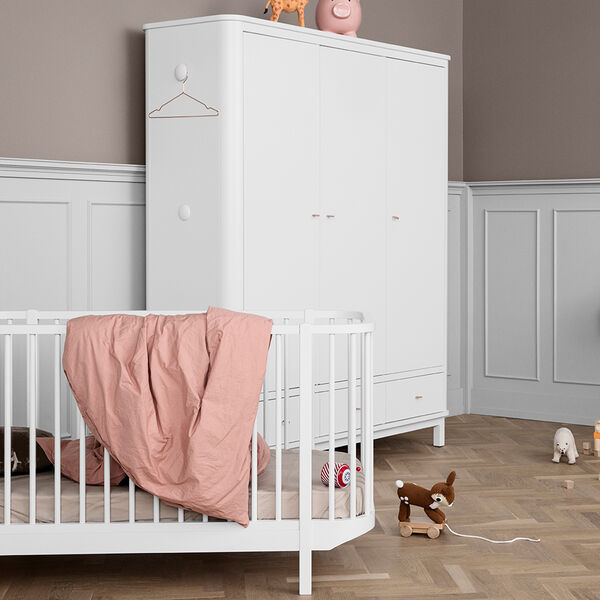 Wood Wardrobe 3 Doors, white, Oliver Furniture