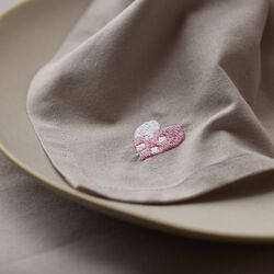 Christmas Hearts Embroidery Cloth Napkins, rose, Södahl