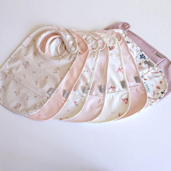 Bib with Pocket 2-pack, windflower creme/blossom pink, Cam Cam Copenhagen