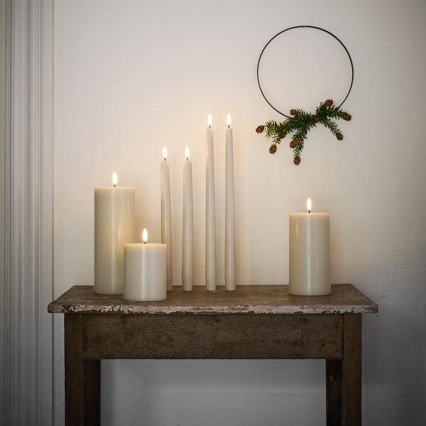 LED pillar candle 10 cm, oyster grey, Uyuni Lighting