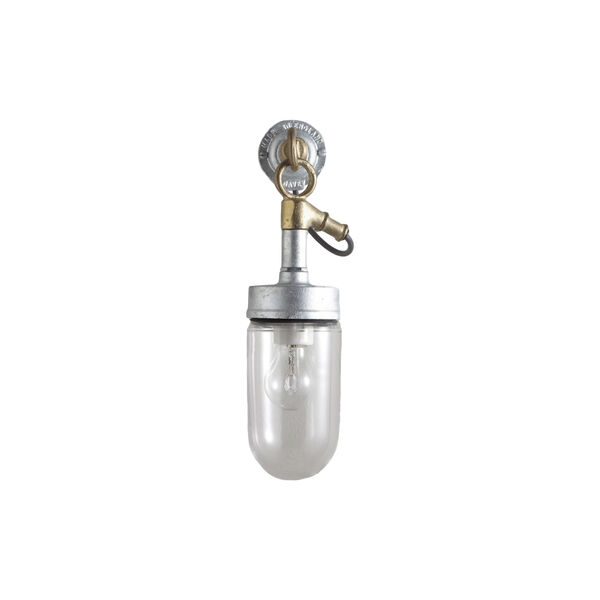 Well Glass Wall Light 7679, galvanised silver/clear, Original BTC