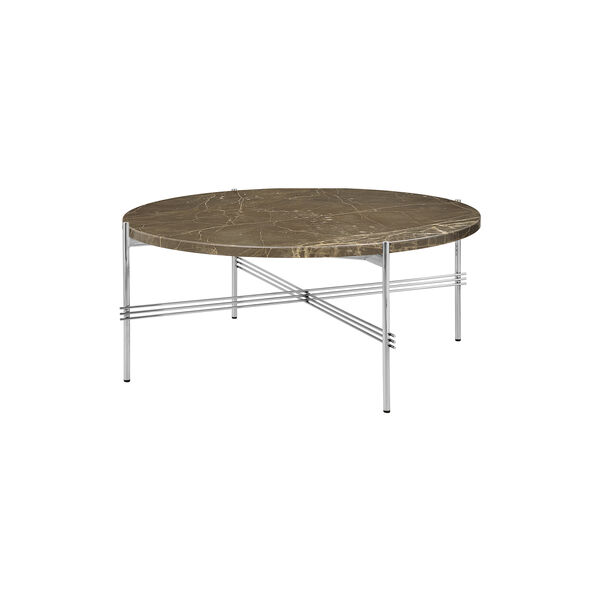 TS Coffee Table &Oslash;80, brown emperador marble/steel, GUBI