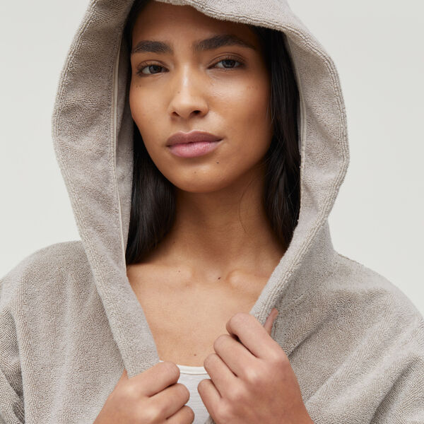 Hooded Bathrobe Terry, dried linen, Aiayu