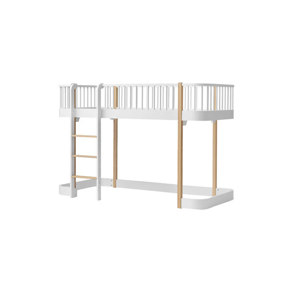 Wood Original Low Loft Bed 90x200 cm, white/oak, Oliver Furniture