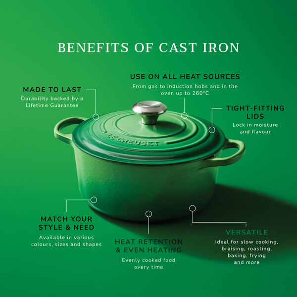 Signature round cast iron pot &Oslash; 28 cm, bamboo green, Le Creuset