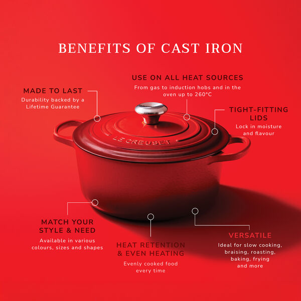Signature round cast iron pot &Oslash; 26 cm, cerise, Le Creuset