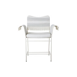Tropique Dining Chair with Fringes, Leslie Stripe Limonta 20/classic white semi matt, GUBI