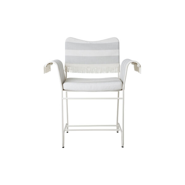 Tropique Dining Chair with Fringes, Leslie Stripe Limonta 20/classic white semi matt, GUBI