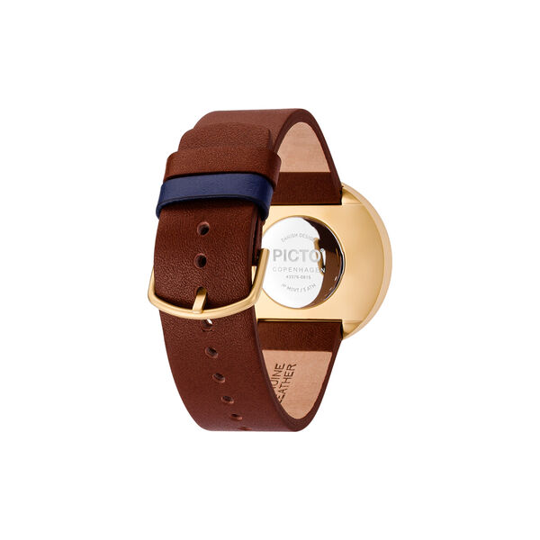 PICTO Wrist Watch, dusty blue/matt gold/chocolate brown PICTO Wrist Watch, dusty blue/matt gold/chocolate brown, Picto