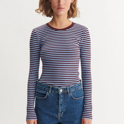 Ludmilla LS Tee, bordeaux/frozen fjord, Basic Apparel