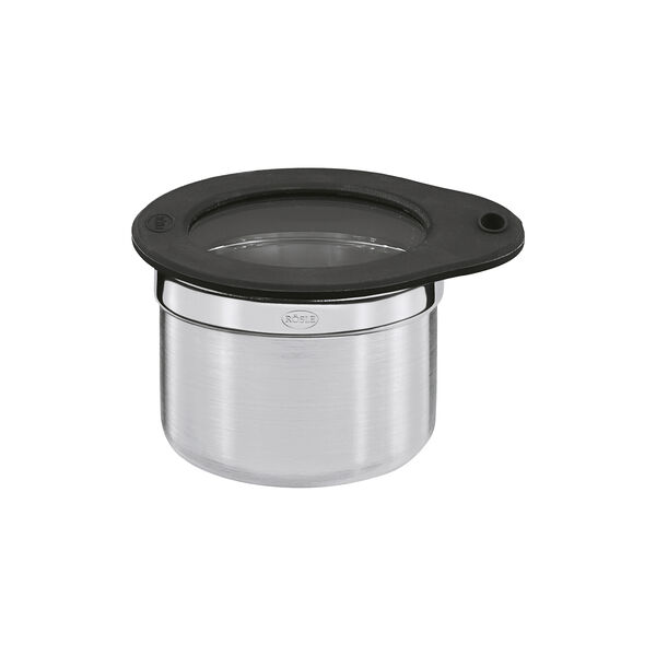 Storage box with lid, steel/black, Rösle